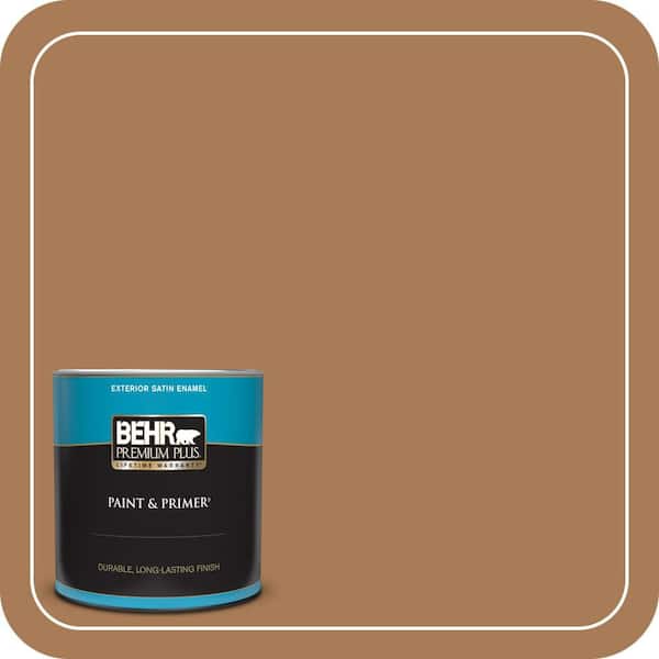 BEHR PREMIUM PLUS 1 qt. #S270-7 Antique Penny Satin Enamel Exterior Paint & Primer (2)