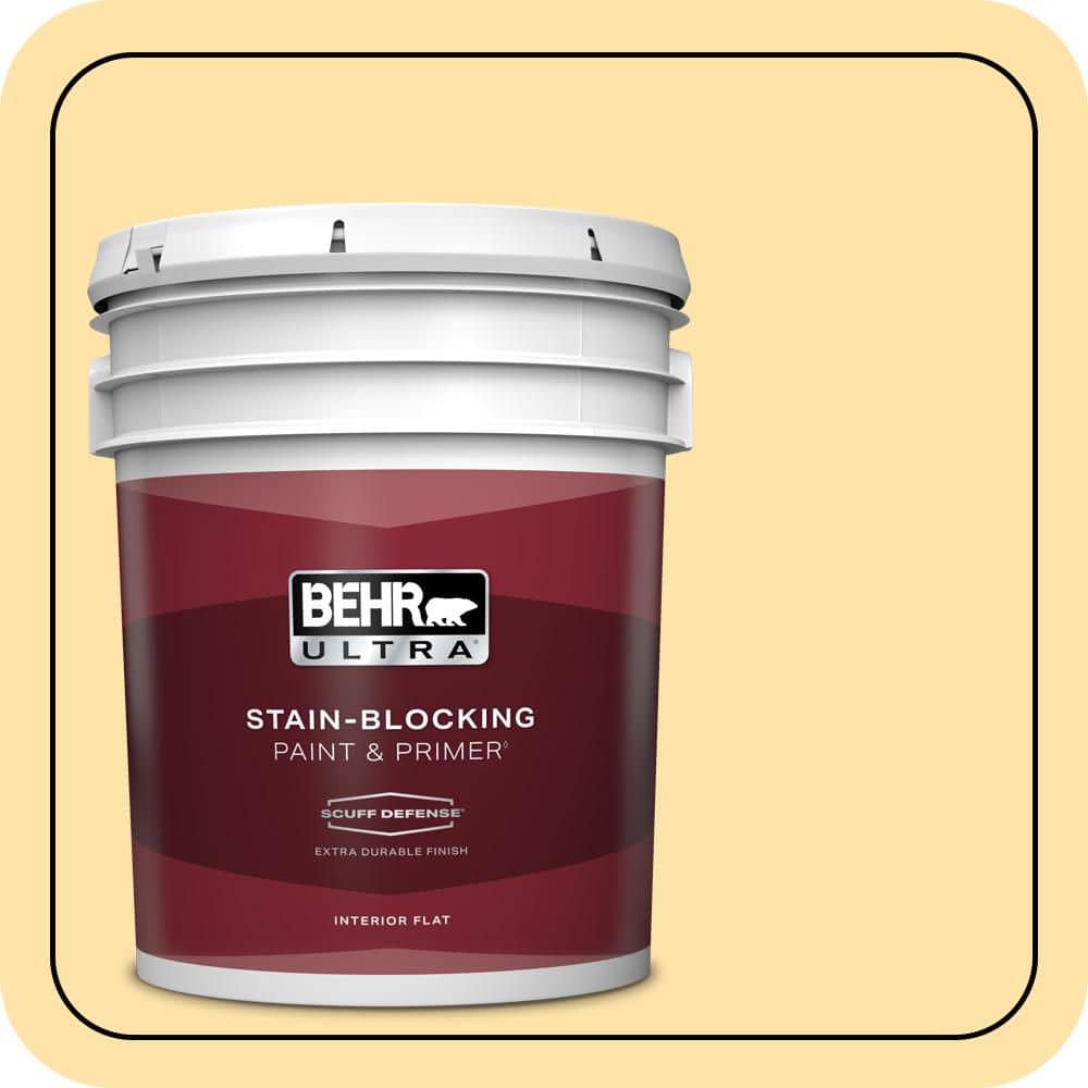 BEHR ULTRA 5 gal. #P270-3 Sunflower Seed Extra Durable Flat Interior Paint & Primer