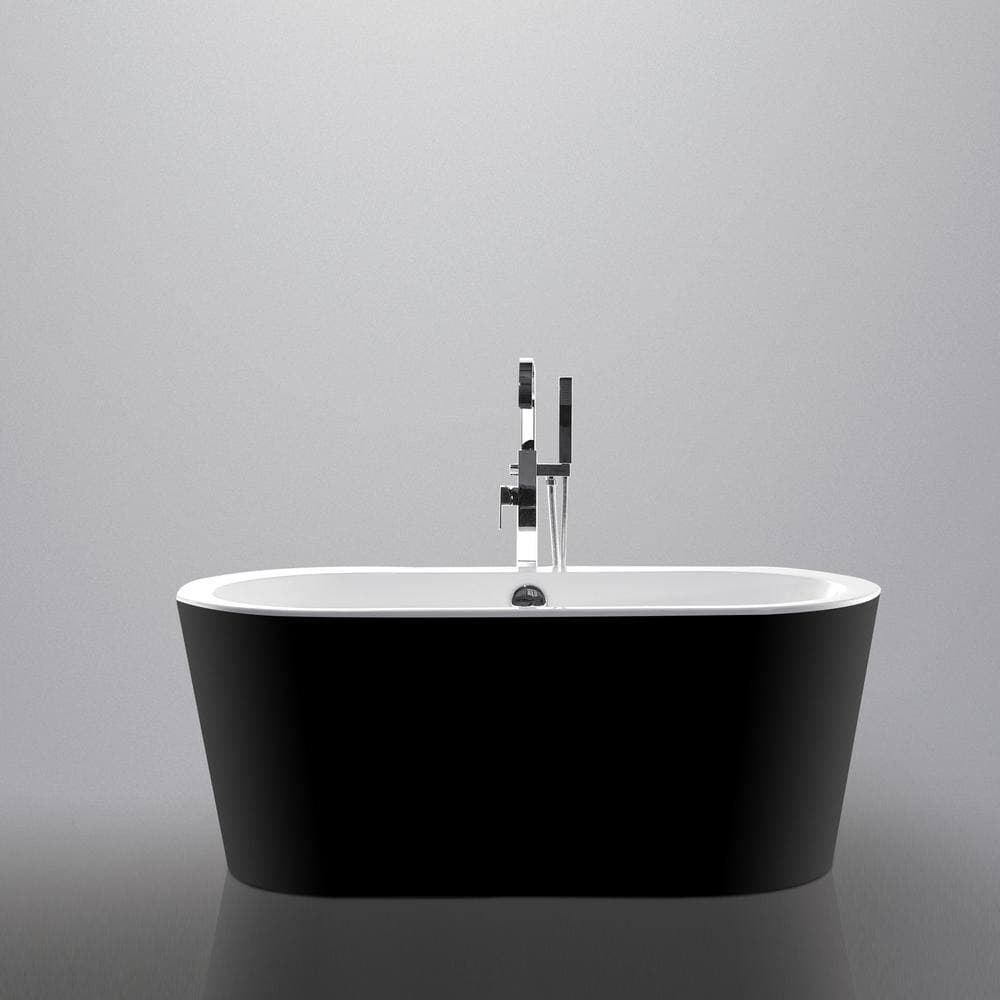 KINWELL 59 in. H Acrylic Flatbottom Non-Whirlpool Bathtub in Black (2)