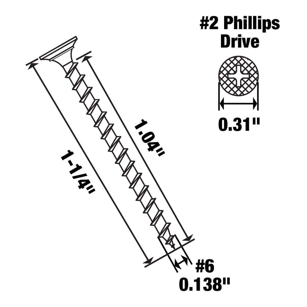 Everbilt #6 . Phillips Bugle Head Coarse Thread Phosphate Drywall Screw (4)