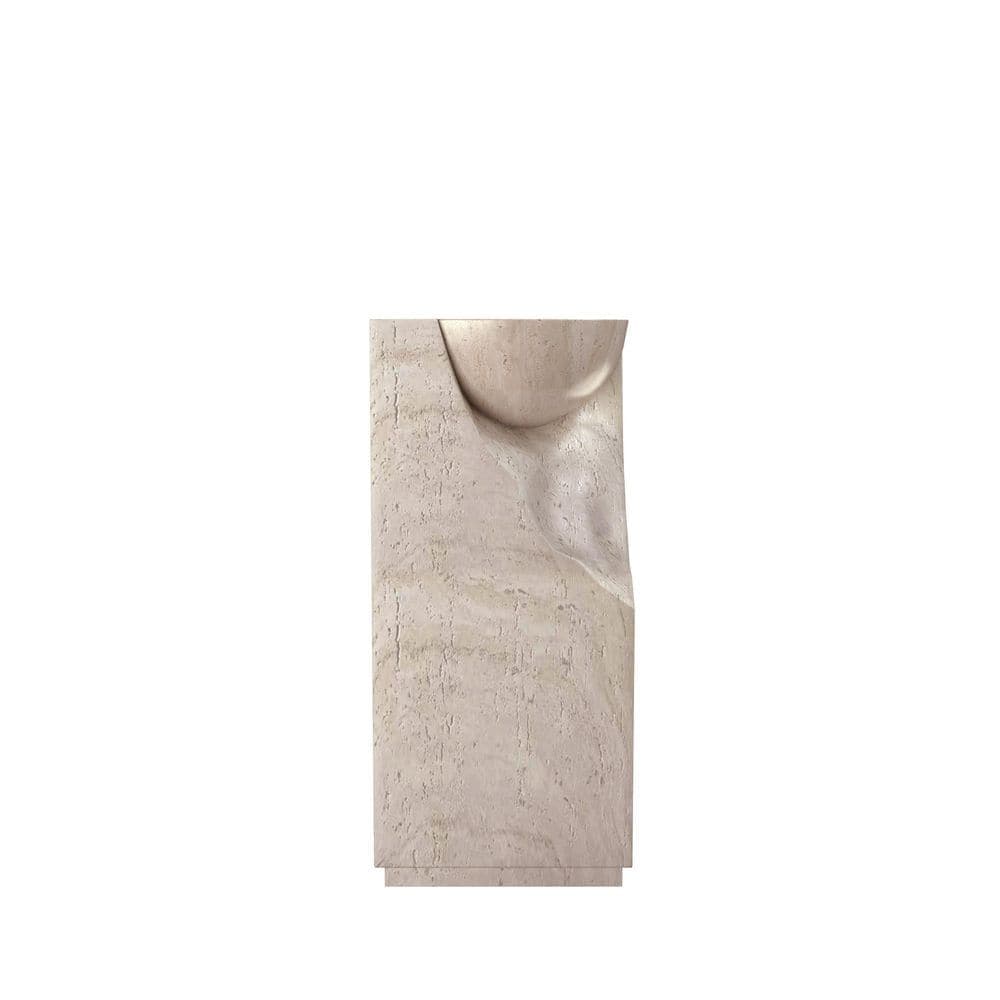 MEDUNJESS 16 in. W x 16 in. D Stone Resin Solid Surface Pedestal Bathroom Sink in Travertine Yellow (1)