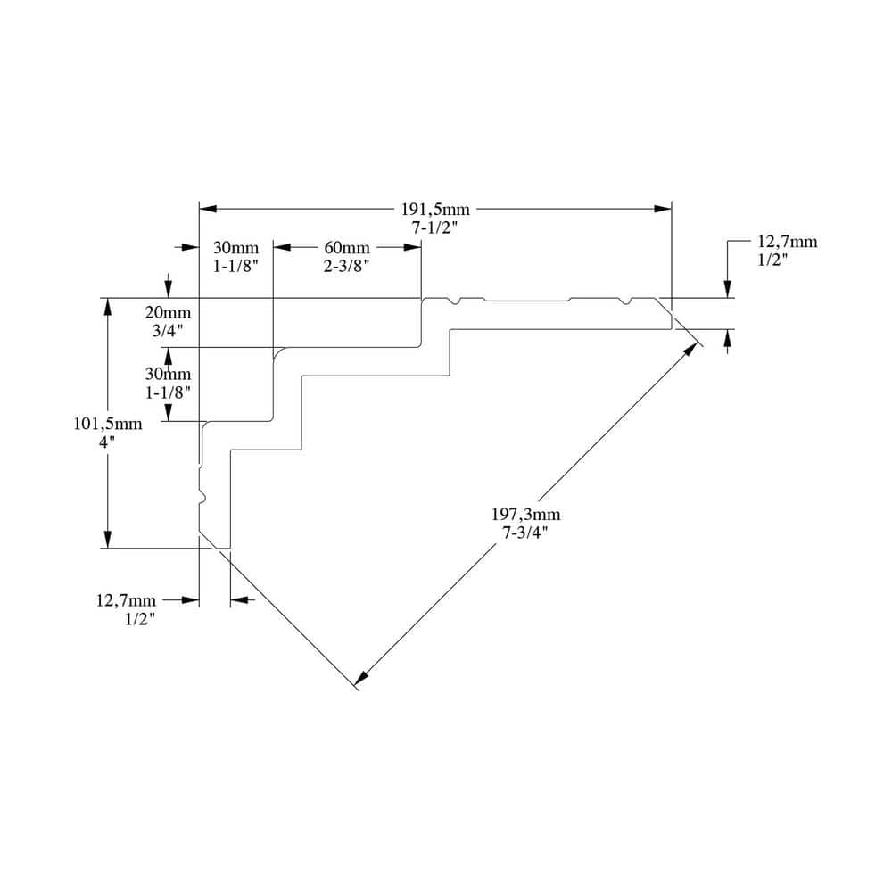 ORAC DECOR 7-1/2 in. x 3-7/8 in. x 78-3/4 in. Primed White Plain Polyurethane Crown Moulding (2)