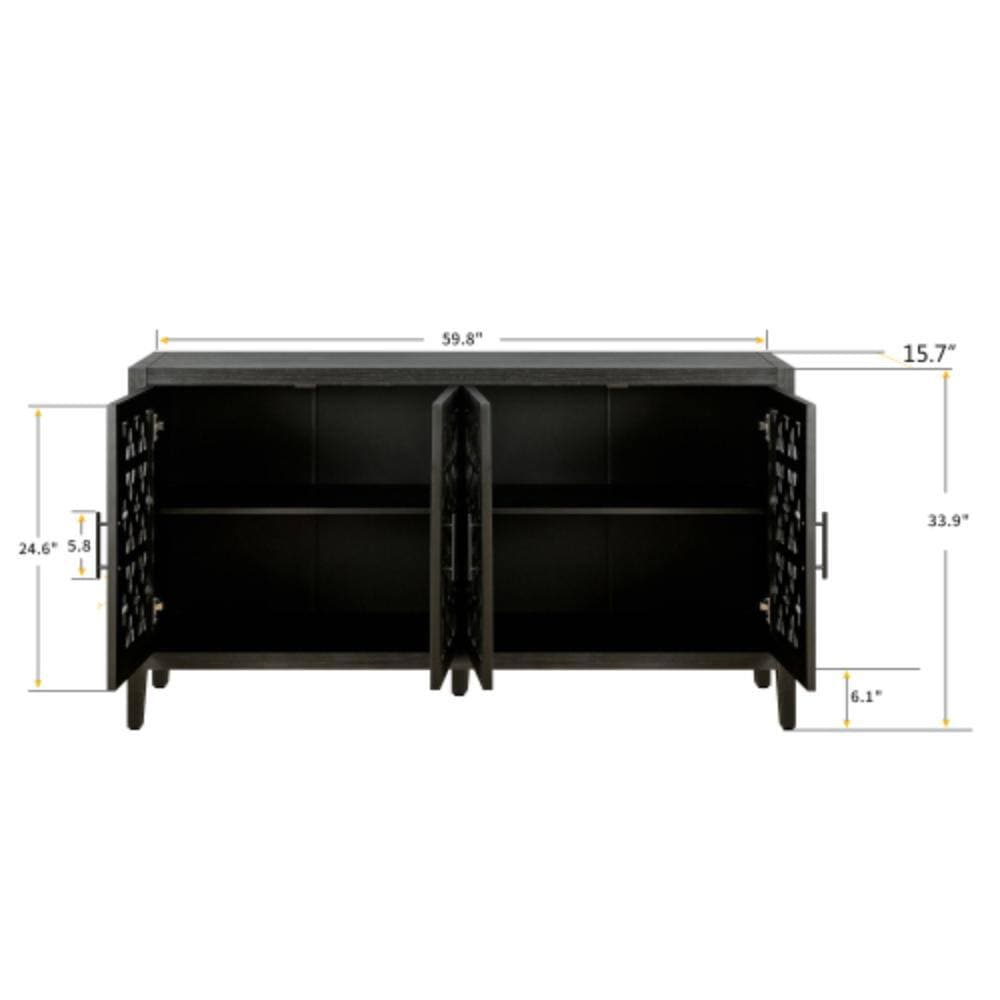 Unbranded 59.8 in. W x 15.6 in. D x 32.3 in. H Bathroom Black Linen Cabinet (2)