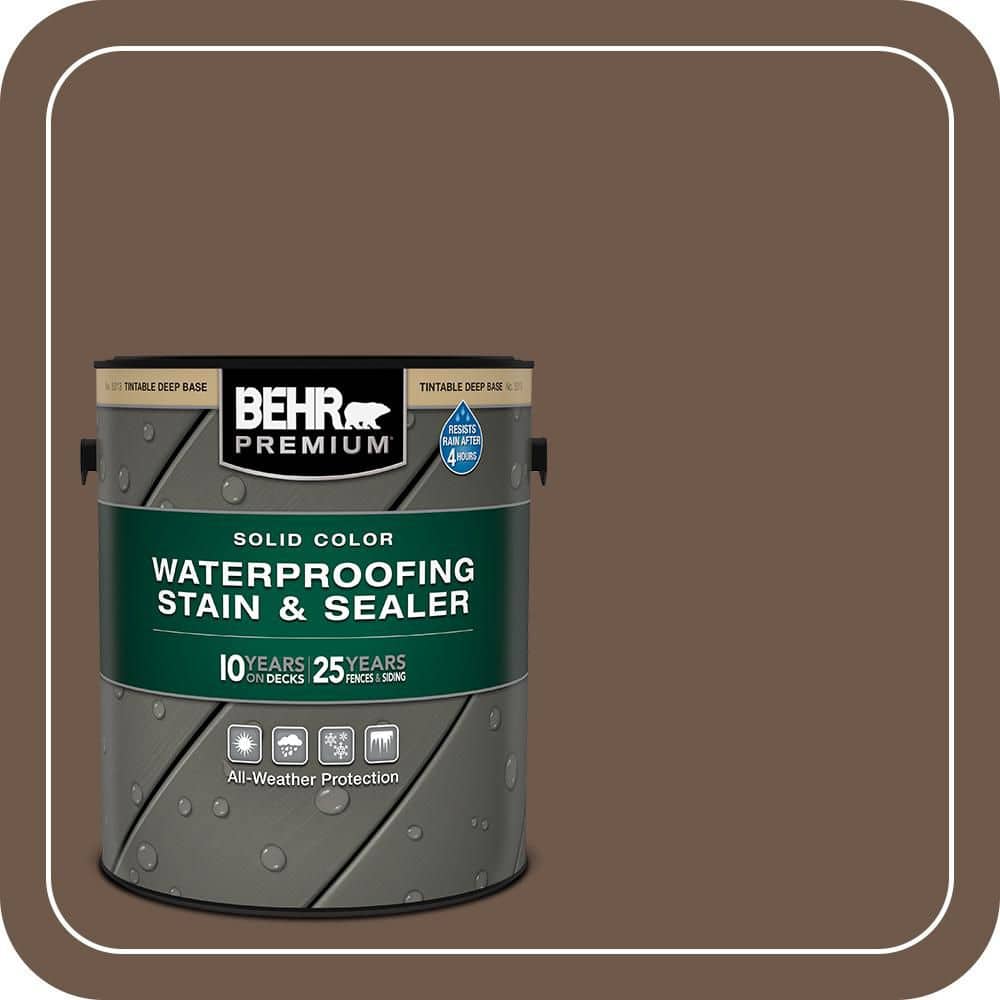 BEHR PREMIUM 1 gal. #N230-7 Rustic Tobacco Solid Color Waterproofing Exterior Wood Stain and Sealer