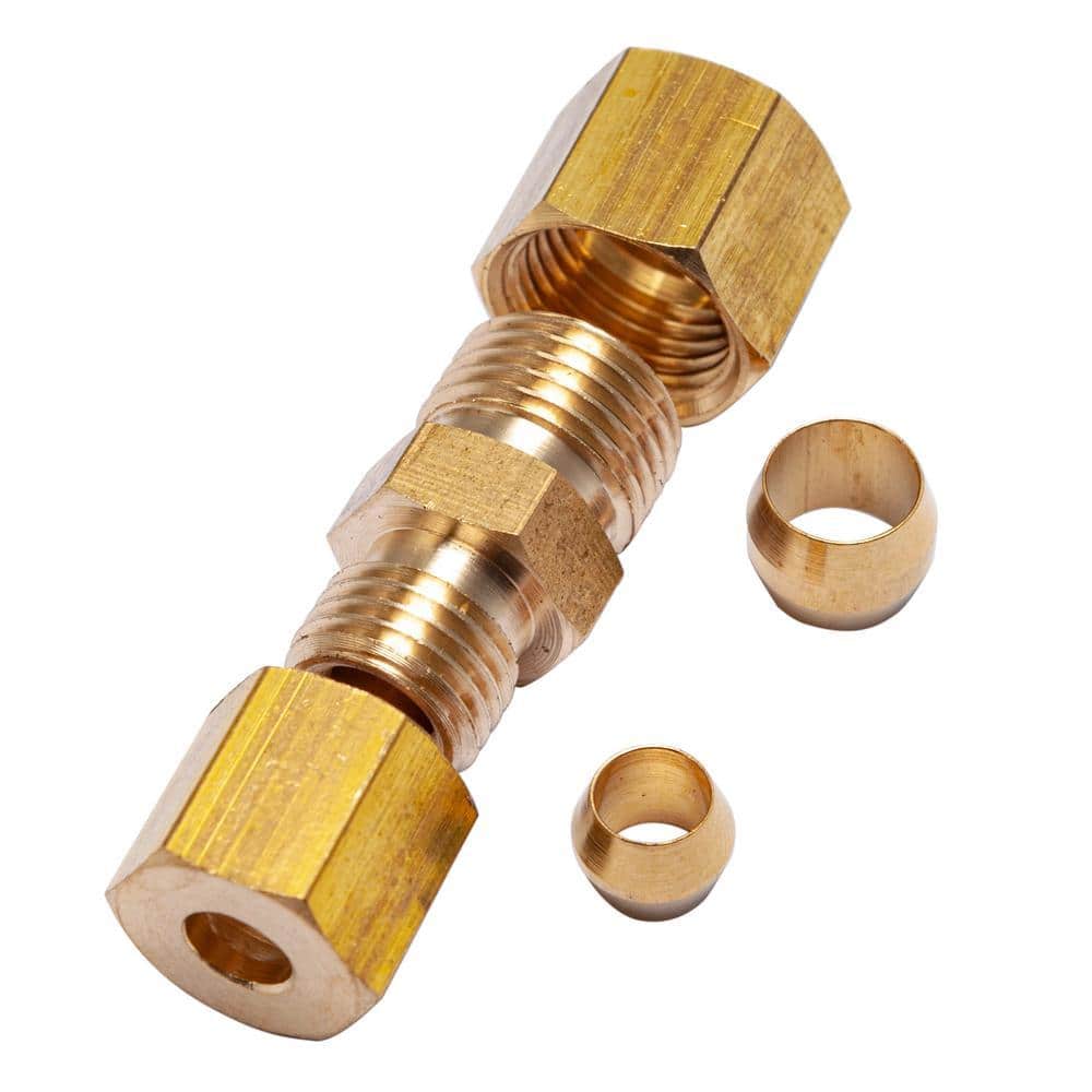 LTWFITTING 3/16 in. O.D. 1/4 in. O.D. Brass Compression Reducing Coupling Fitting (2)