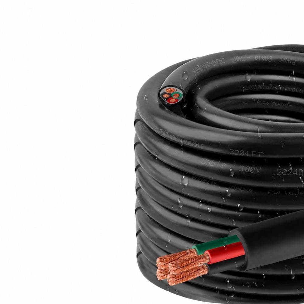 Unbranded 50 ft 10 AWG SJTW 4-Conductor Electrical Cable, 300V OFC Copper Wire with UV-Resistant PVC Jacket (3)