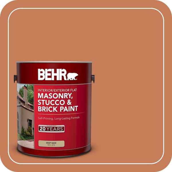 BEHR 1 gal. #M210-6 Orange Liqueur Flat Interior/Exterior Masonry, Stucco and Brick Paint (2)