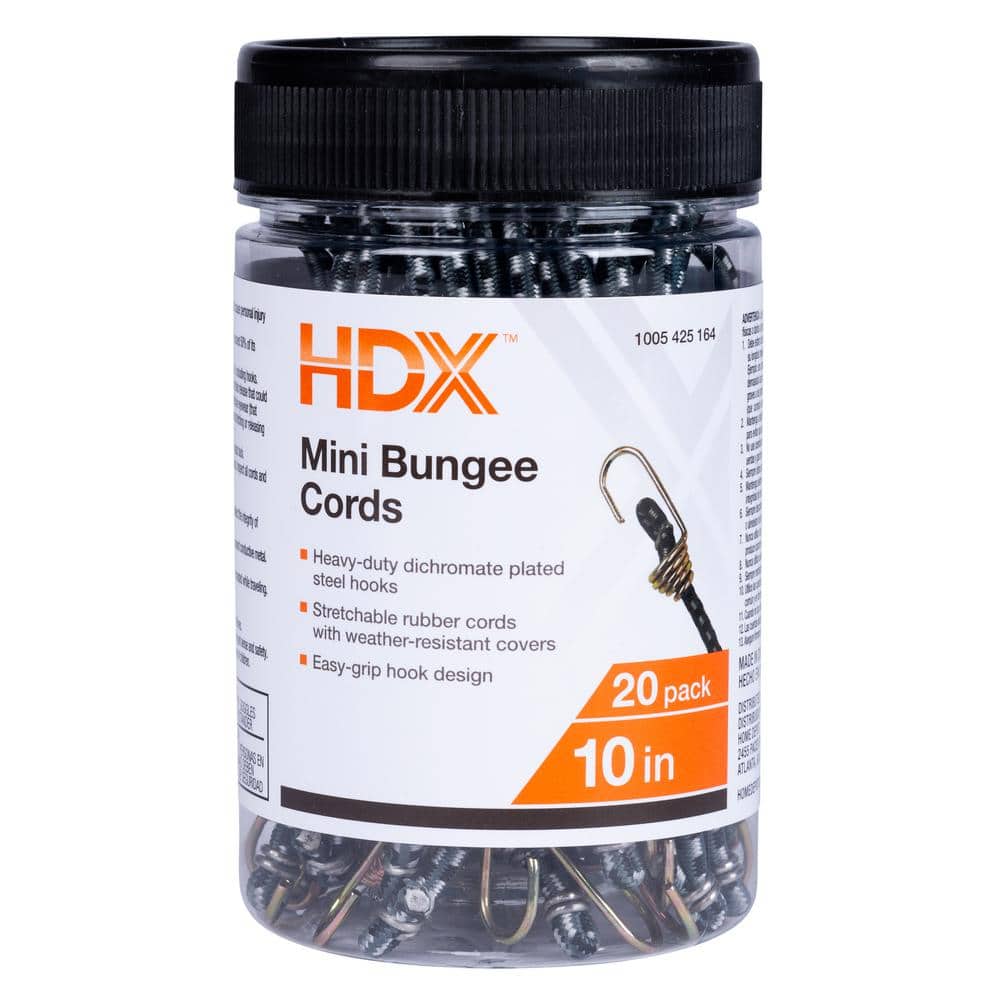 HDX 10 in. Mini Bungee Cord Jar (20 Pieces)