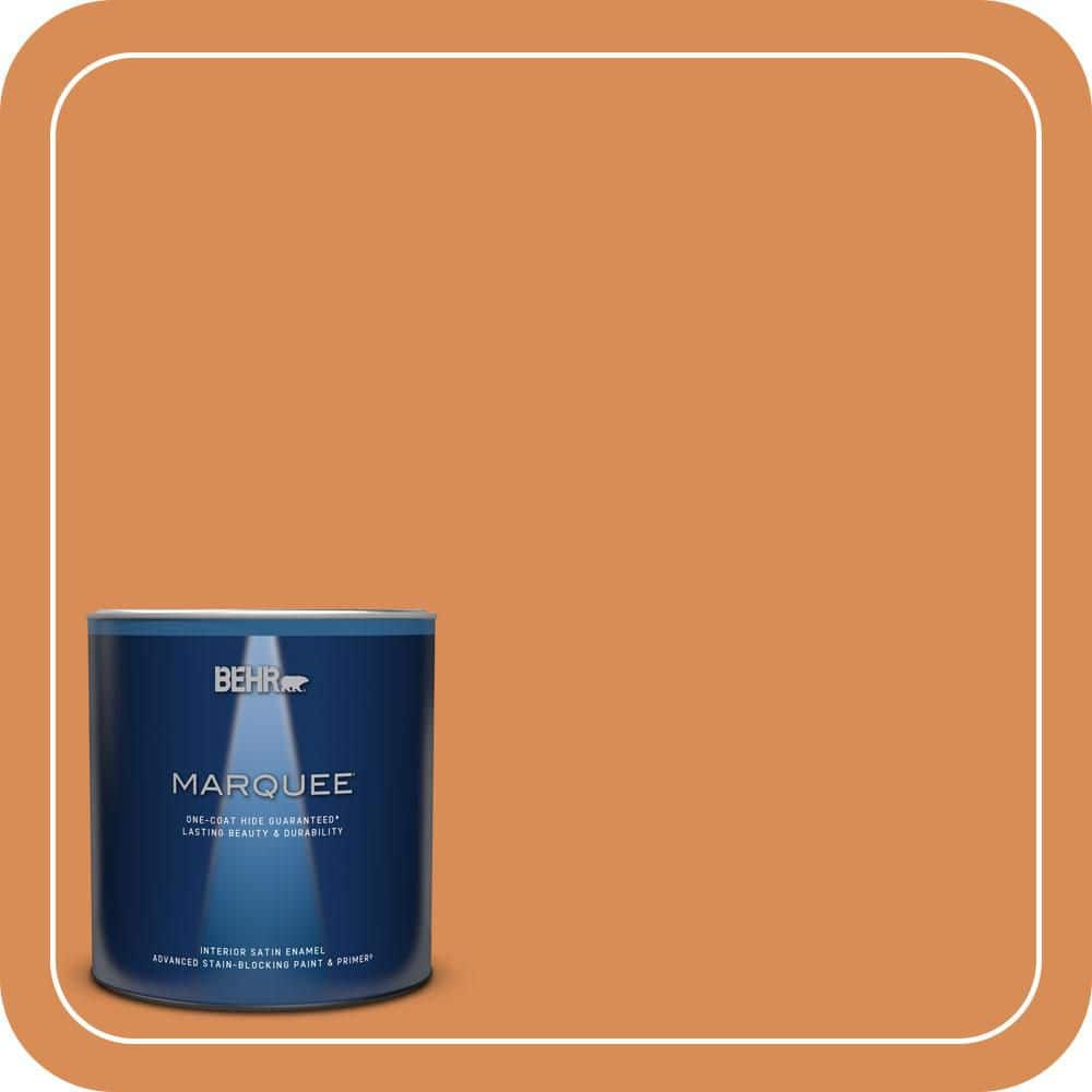 BEHR MARQUEE 1 qt. #PMD-80 Spiced Pumpkin Satin Enamel Interior Paint & Primer