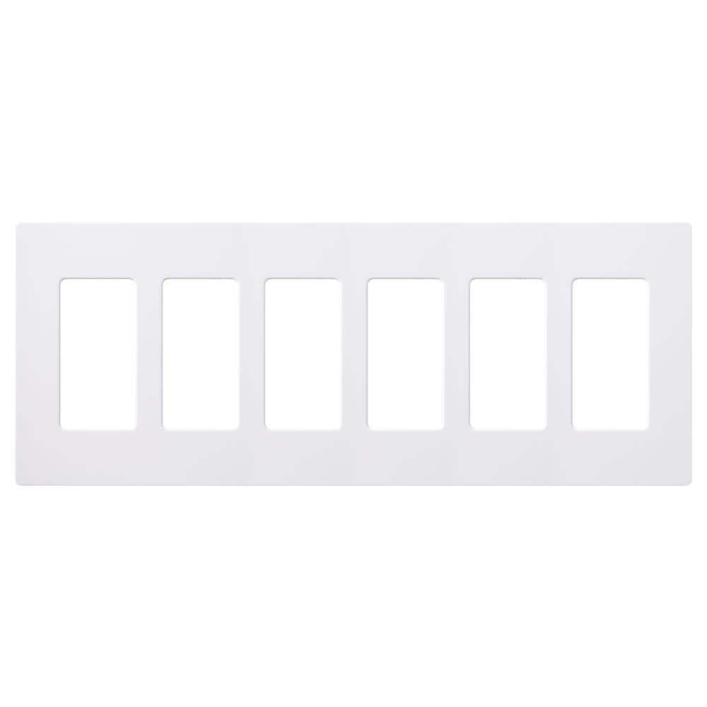 Lutron Claro 6 Gang Wall Plate for Decorator/Rocker Switches, Gloss, White (CW-6-WH) (1-Pack)