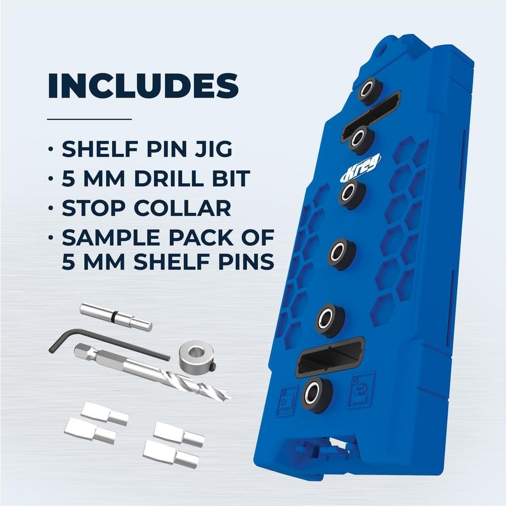 Kreg Shelf Pin Jig 5mm with 6 hardened-steel drill guides (2)