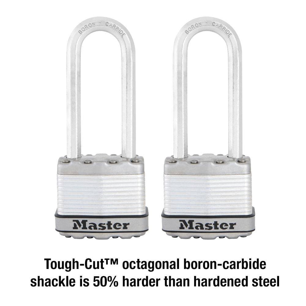 Master Lock Heavy Duty Outdoor Padlock with Key, 1-3/4 in. Wide, 2-1/2 in. Shackle, 2 Pack (3)