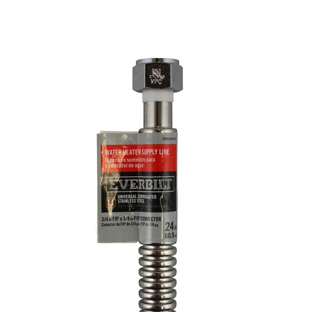Everbilt 3/4 in. FIP x 3/4 in. FIP x 24 in. Stainless Steel Corrugated Water Heater Supply Line Pro-Pack (10 Count) (2)