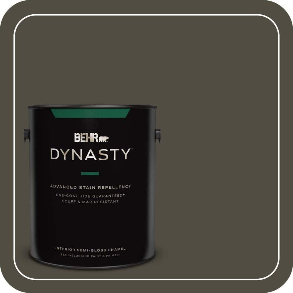 BEHR DYNASTY 1 gal. #S-H-760 Olive Leaf Semi-Gloss Enamel Interior Stain-Blocking Paint & Primer