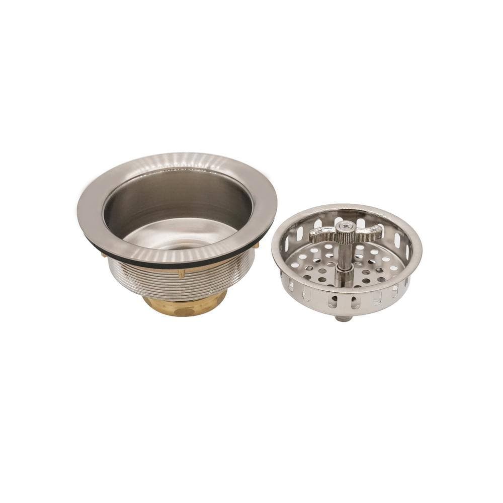 Westbrass COMBO PACK 3-1/2 in. Wing Nut Style Kitchen Sink Strainer and Extra-Deep Collar Disposal Flange/Stopper, Satin Nickel (3)