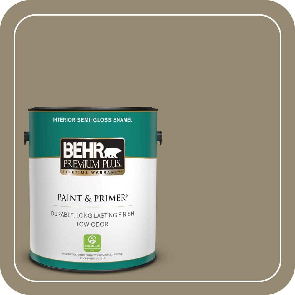 BEHR PREMIUM PLUS 1 gal. #PPU8-03 Dry Pasture Semi-Gloss Enamel Low Odor Interior Paint & Primer
