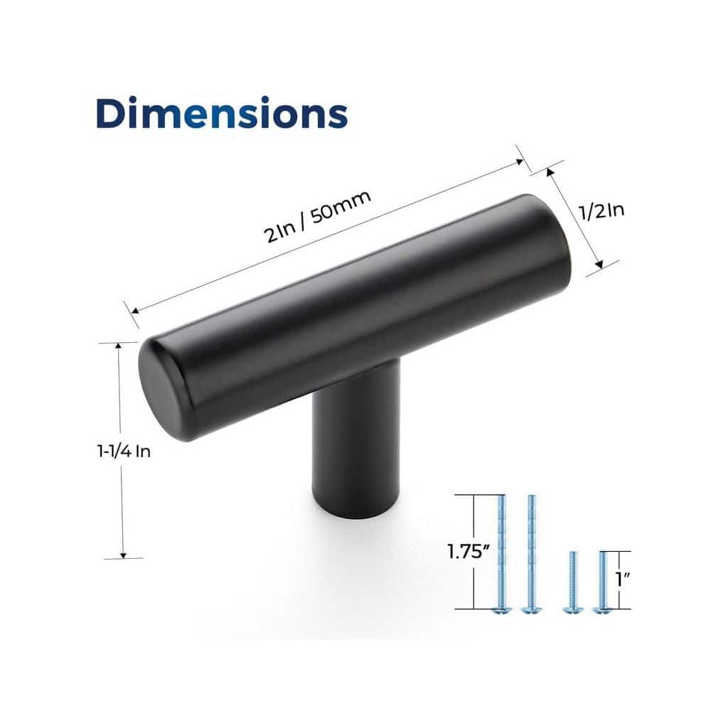 Numhew 30-Pack Matte Black Cabinet Knobs, Stainless Steel Kitchen Cabinet Handles, 2-Inch Single Hole Drawer Pulls (2)