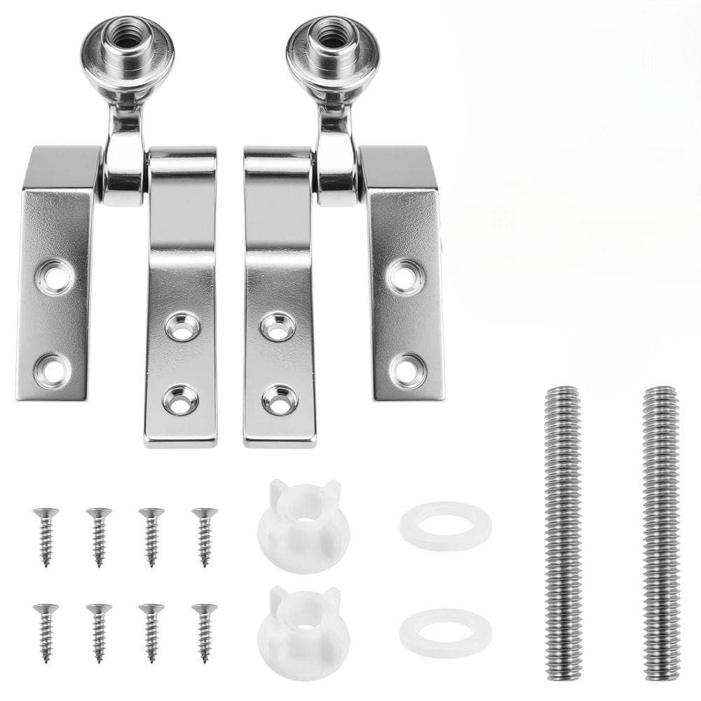 Wudkey Universal Toilet Seat Hinge Set with Bolts Screws and Nuts in Chrome for Bathrooms, Hotels, Public Places (1)