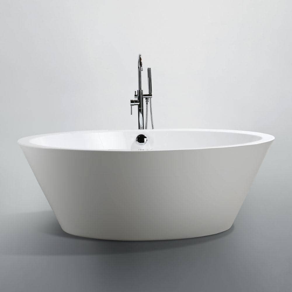 Bellaterra Home Udine 66.96 in. Acrylic Flatbottom Non-Whirlpool Freestanding Bathtub in Glossy White (2)