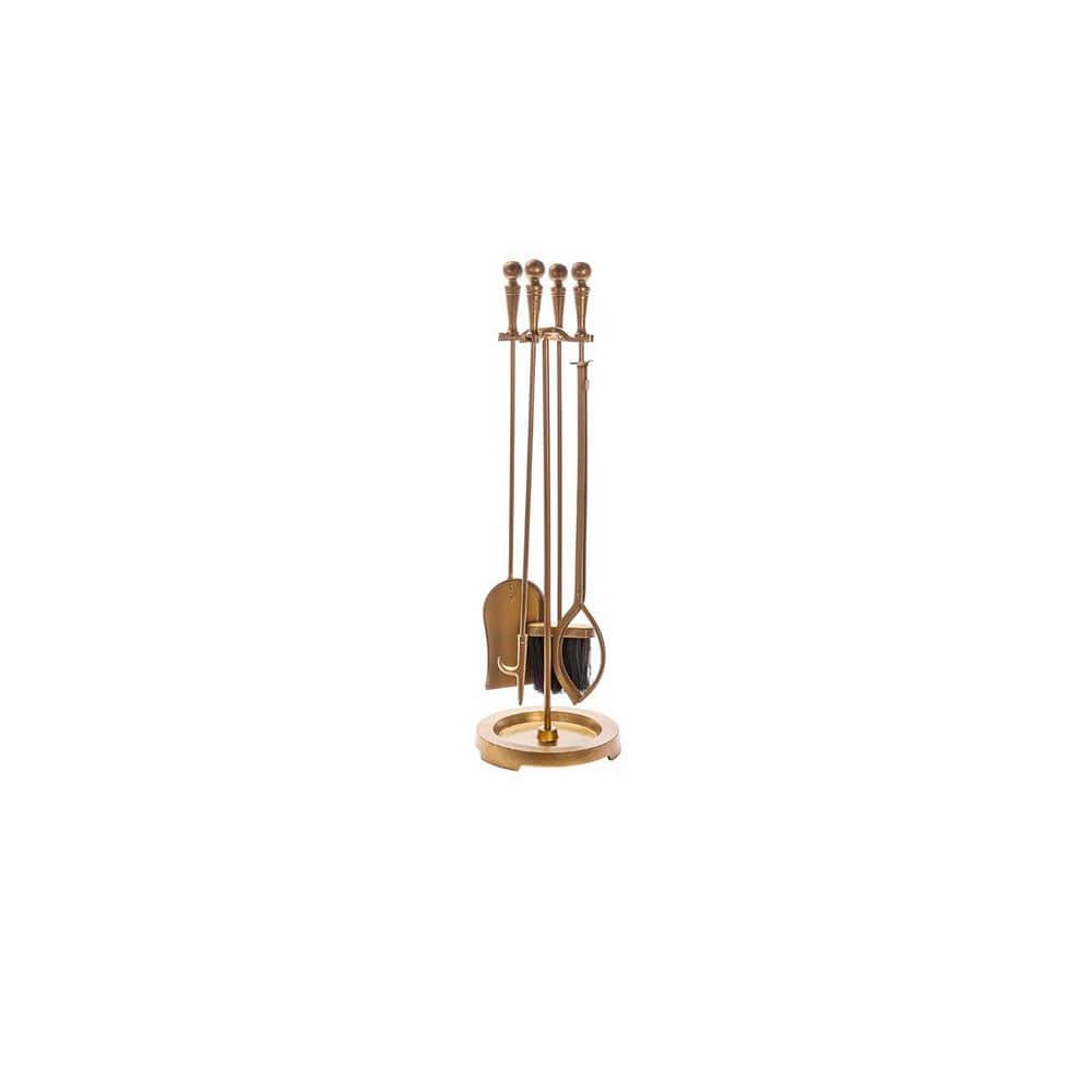 ENNA 5-Piece Matte Gold Fireplace Tool Set with Ball Handles