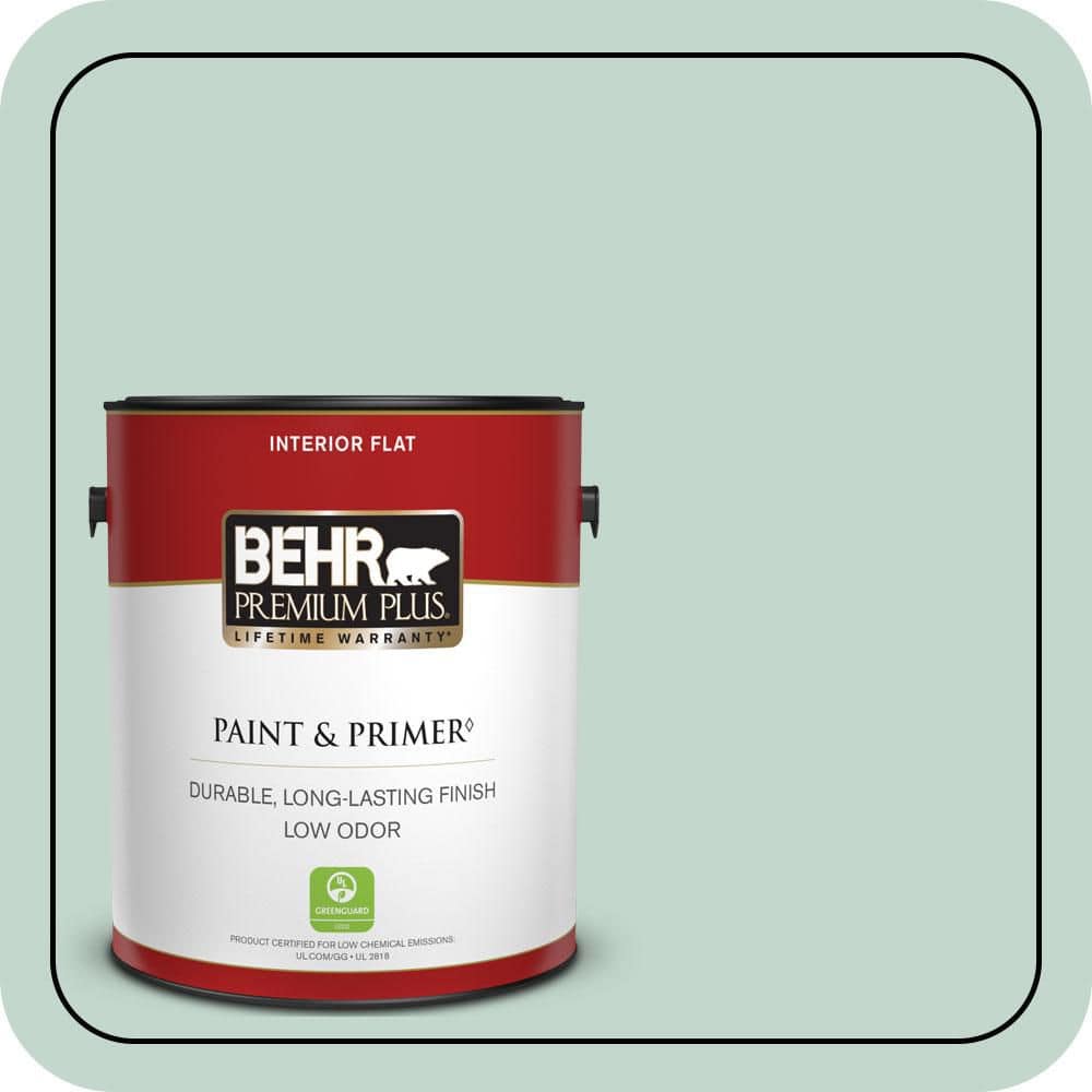 BEHR PREMIUM PLUS 1 gal. #470E-3 Aqua Smoke Flat Low Odor Interior Paint & Primer