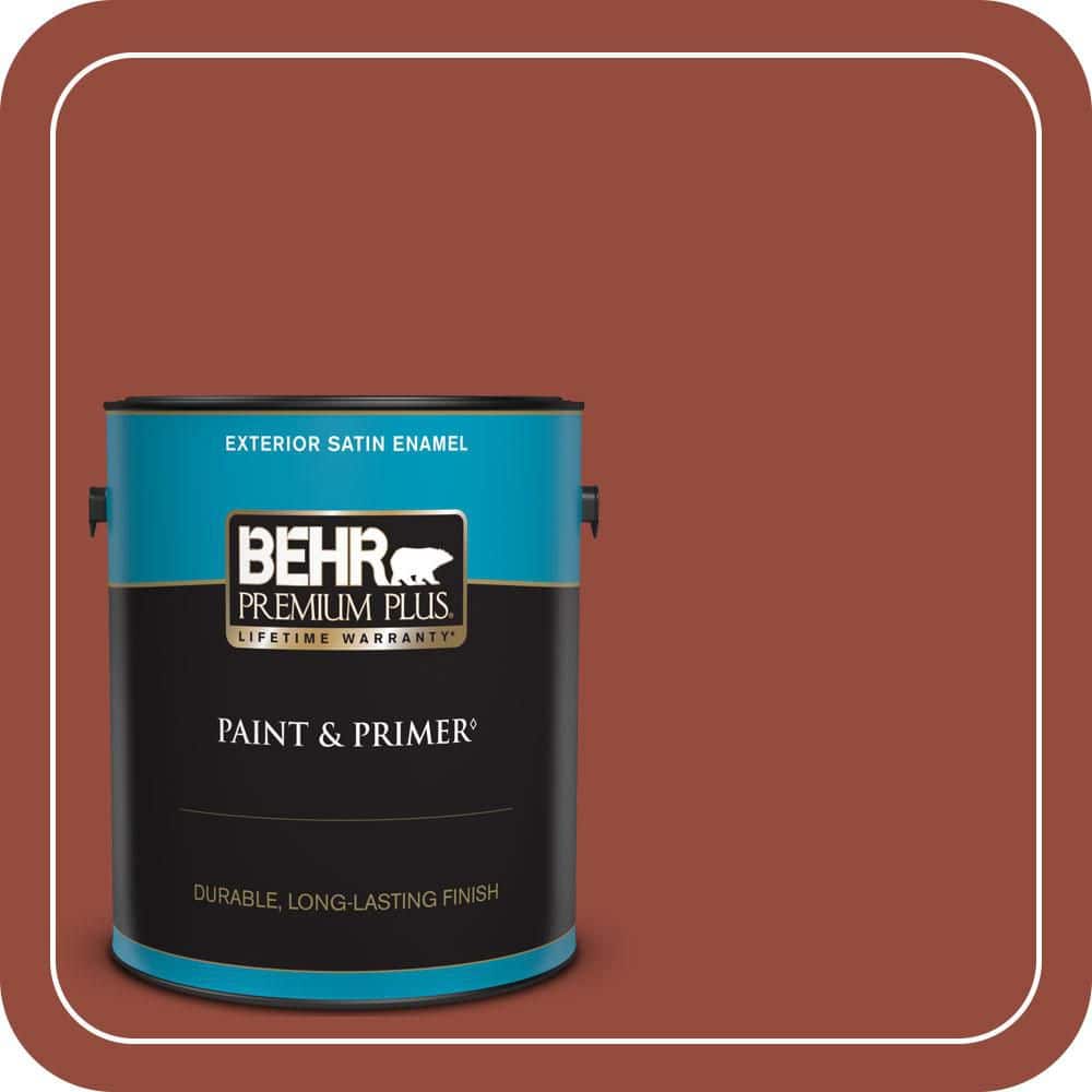 BEHR PREMIUM PLUS 1 gal. #S-H-200 New Brick Satin Enamel Exterior Paint & Primer