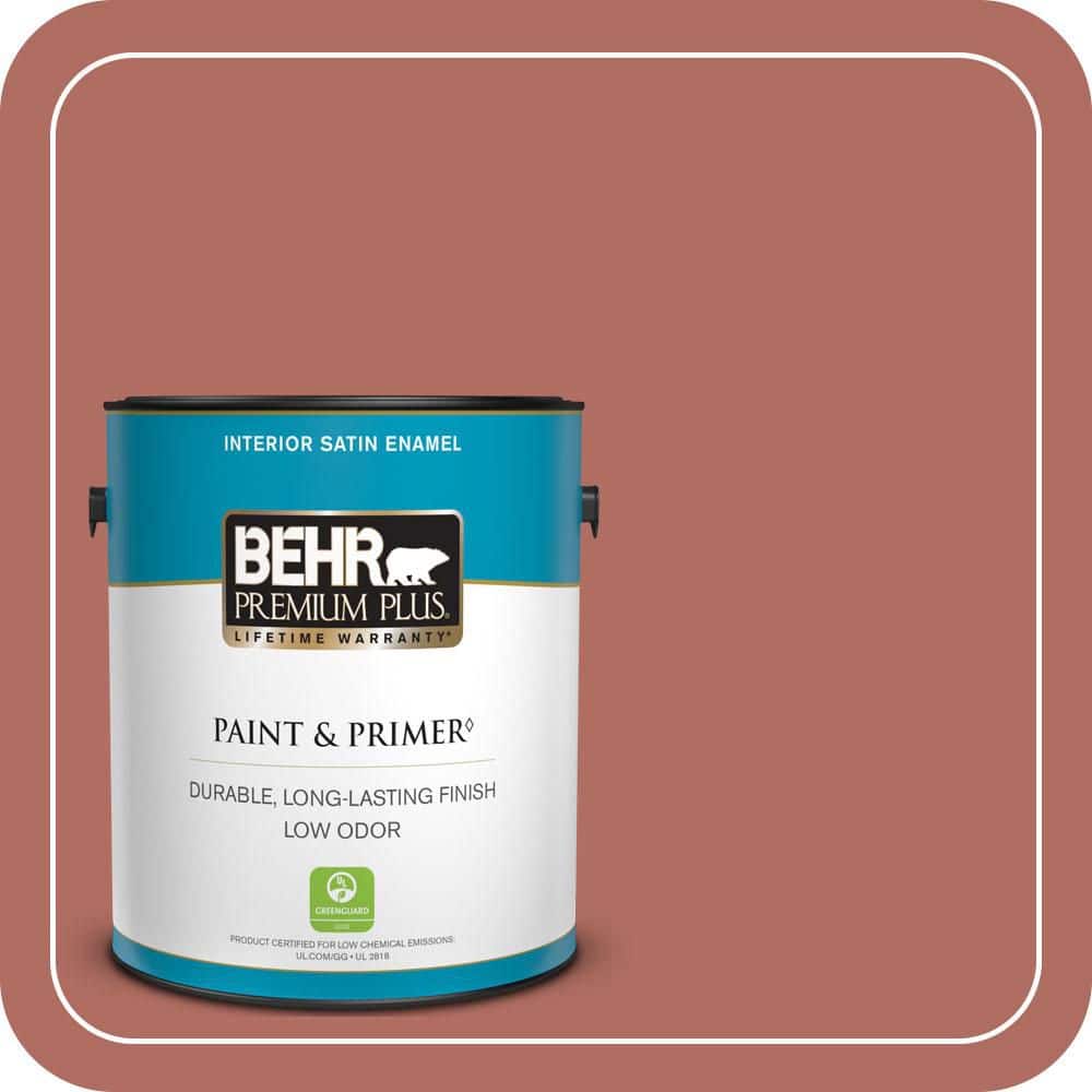 BEHR PREMIUM PLUS 1 gal. #MQ1-22 Scene Stealer Satin Enamel Low Odor Interior Paint & Primer
