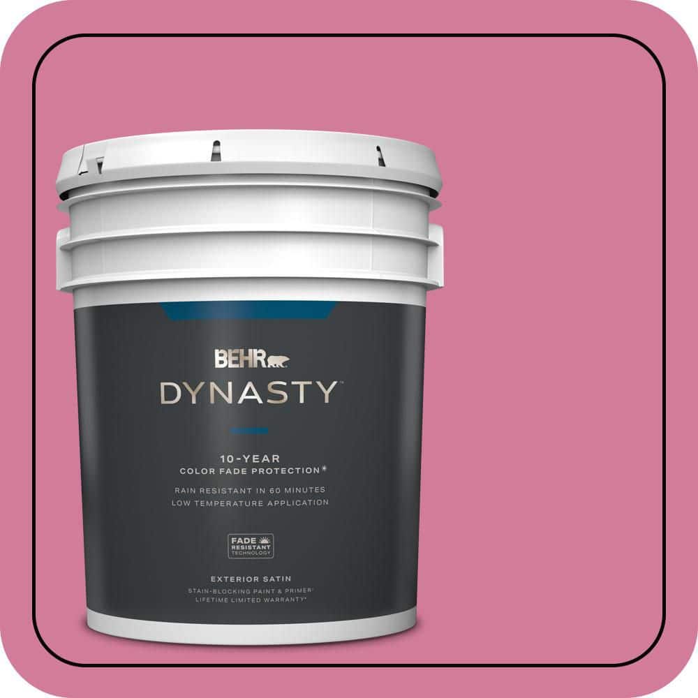 BEHR DYNASTY 5 gal. #P130-5 Little Bow Pink Satin Enamel Exterior Stain-Blocking Paint & Primer