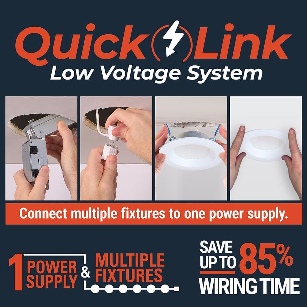HALO QuickLink Low Voltage, 6 in. Selectable CCT 2700-5000K, 600 Lumens, Recessed Canless LED Accessory Downlight, Dimmable (3)