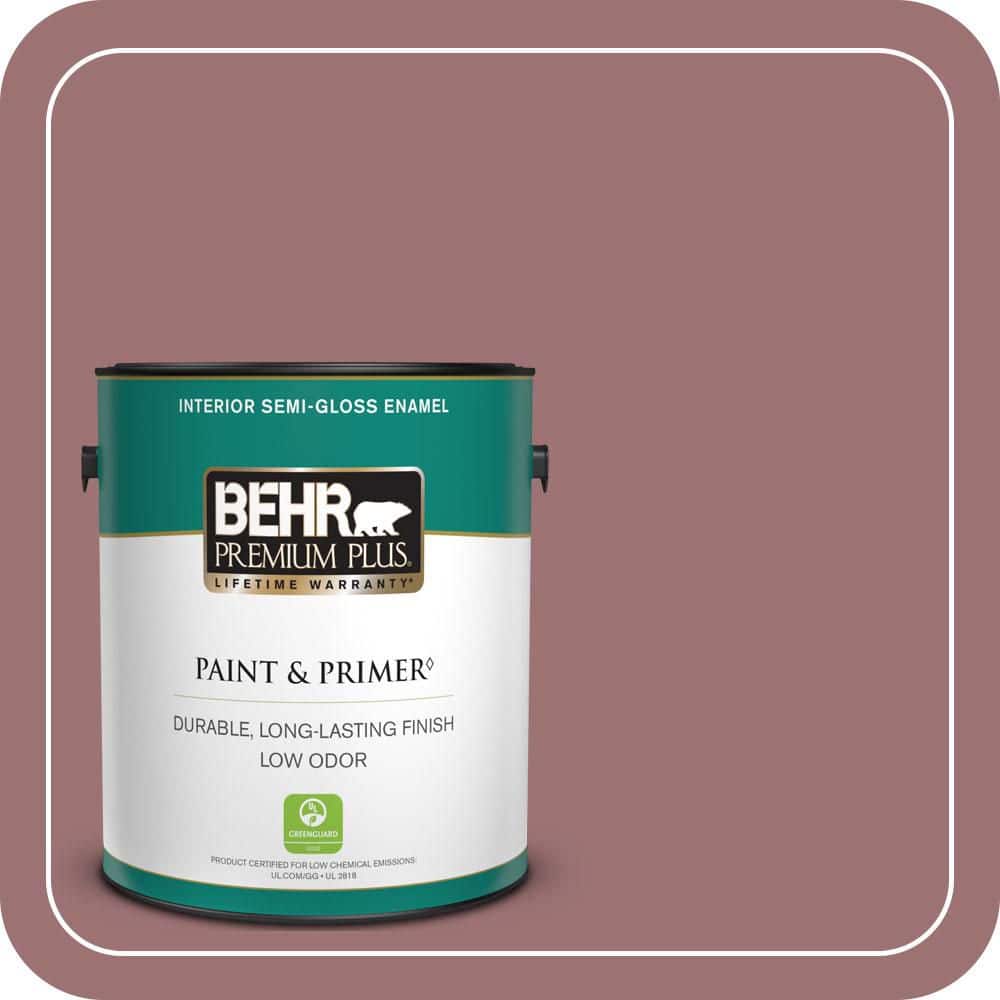 BEHR PREMIUM PLUS 1 gal. #QE-05 Regal Rose Semi-Gloss Enamel Low Odor Interior Paint & Primer
