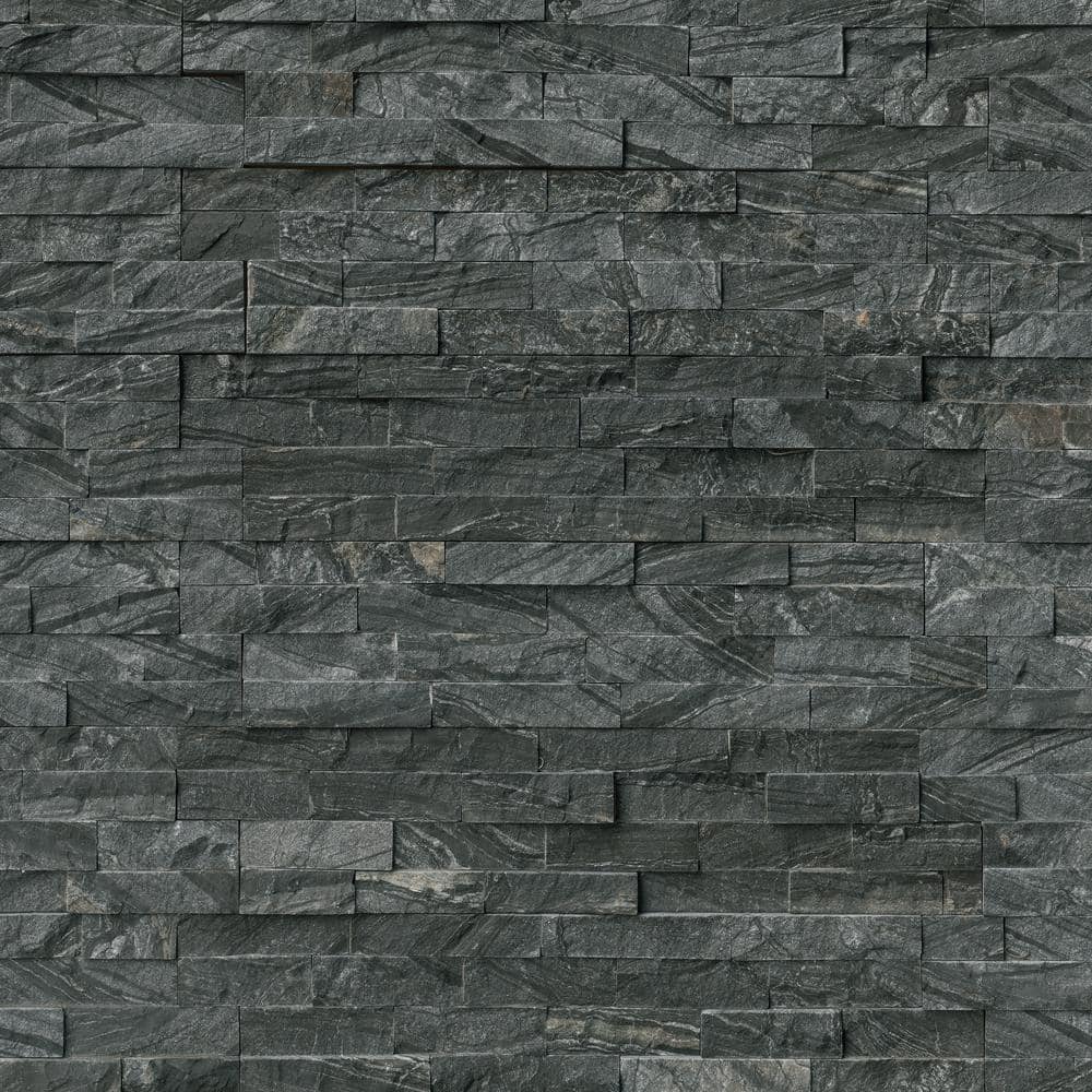 MSI Glacial Black Ledger Panel 6 in. x 24 in. Natural Marble Wall Tile (1 sq. ft./each) (4)