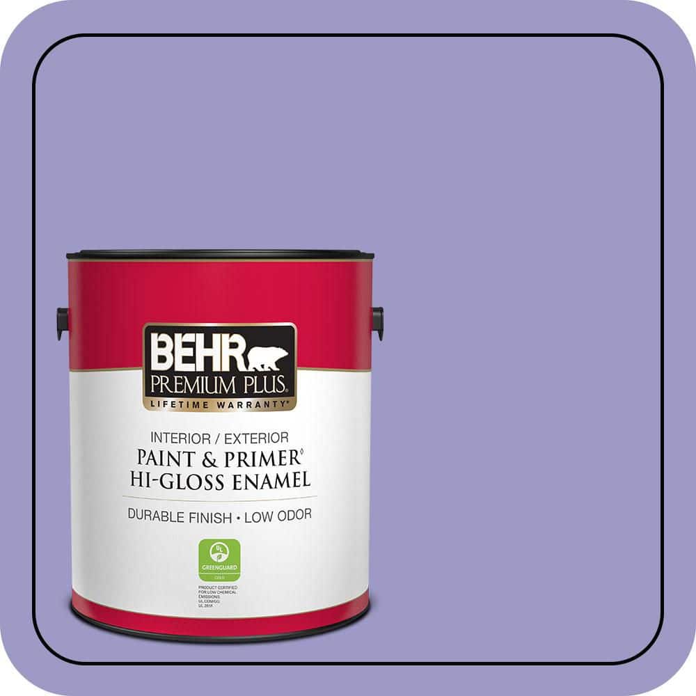 BEHR PREMIUM PLUS 1 gal. #630B-5 Majestic Violet Hi-Gloss Enamel Interior/Exterior Paint & Primer