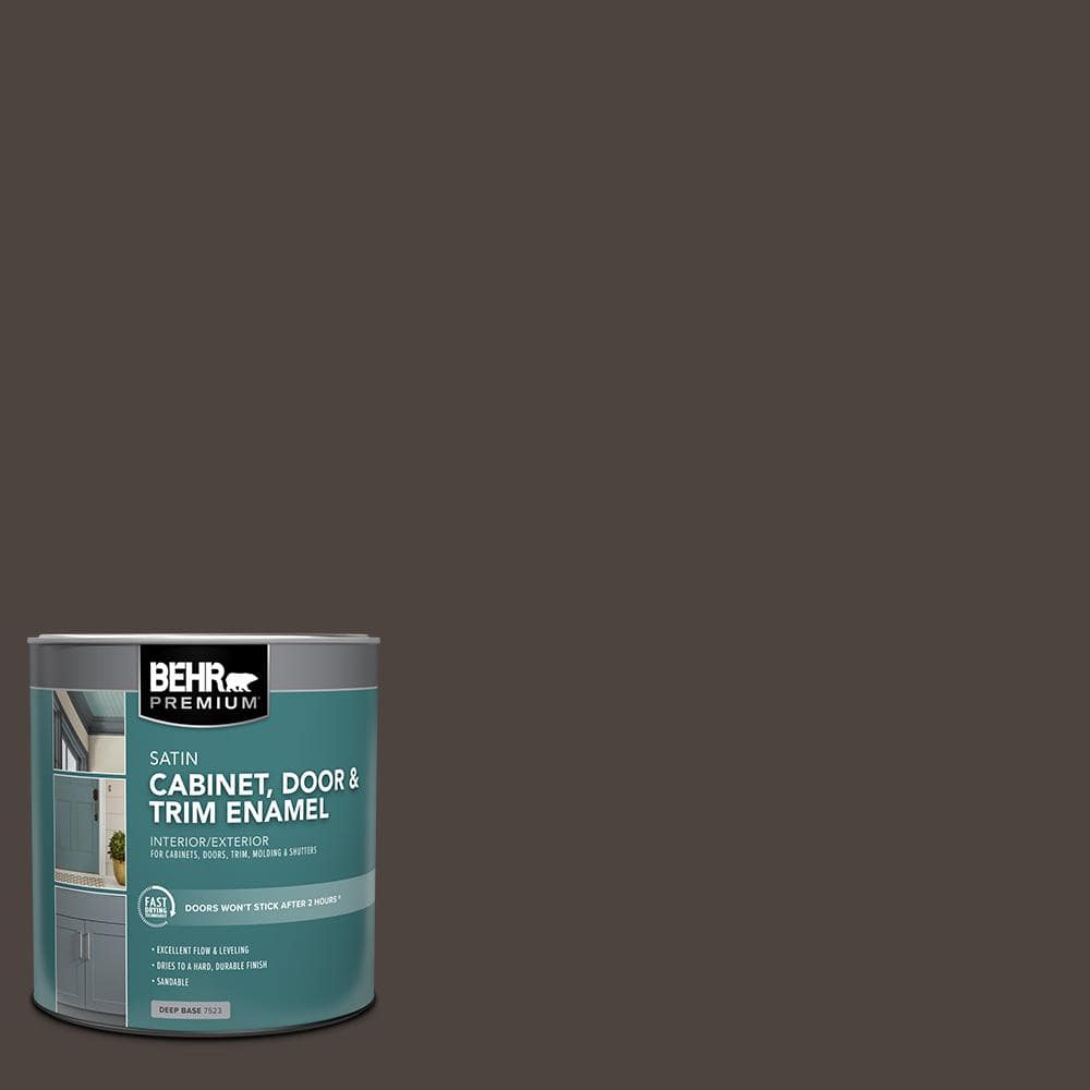 BEHR PREMIUM 1 qt. #PPU5-01 Espresso Beans Satin Enamel Interior/Exterior Cabinet, Door & Trim Paint (1)