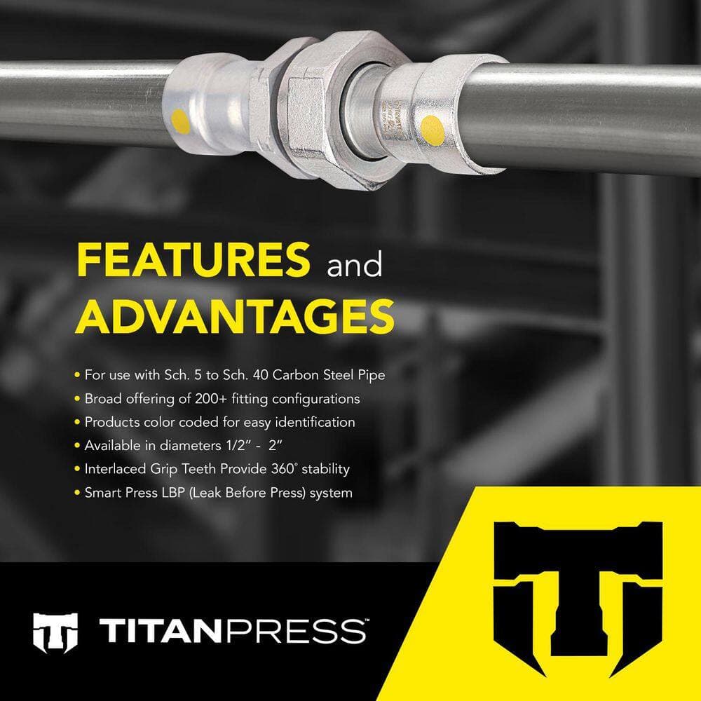 T TITANPRESS 1-1/2 in. Carbon Steel Press Union HNBR Gas (3)