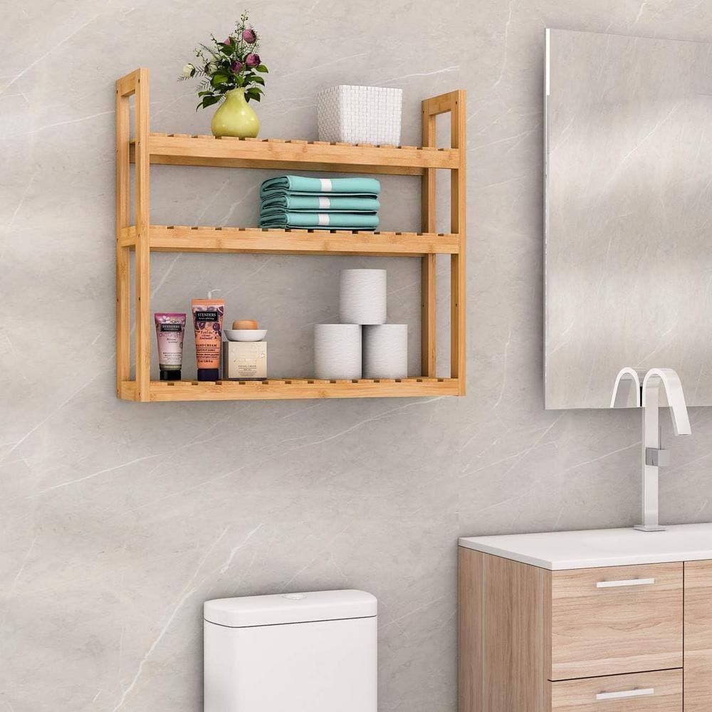 Dyiom 23.62 in. W x 21.26 in. H x 5.91 in. D Bathroom Shelves Over the Toilet Storage, Wall Mounted with Adjustable Shelves (2)