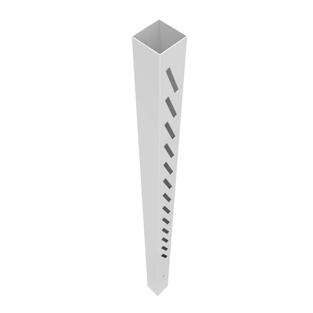 Barrette Outdoor Living Louvered 5 in. x 5 in. x 102 in. White Line Vinyl Fence Post