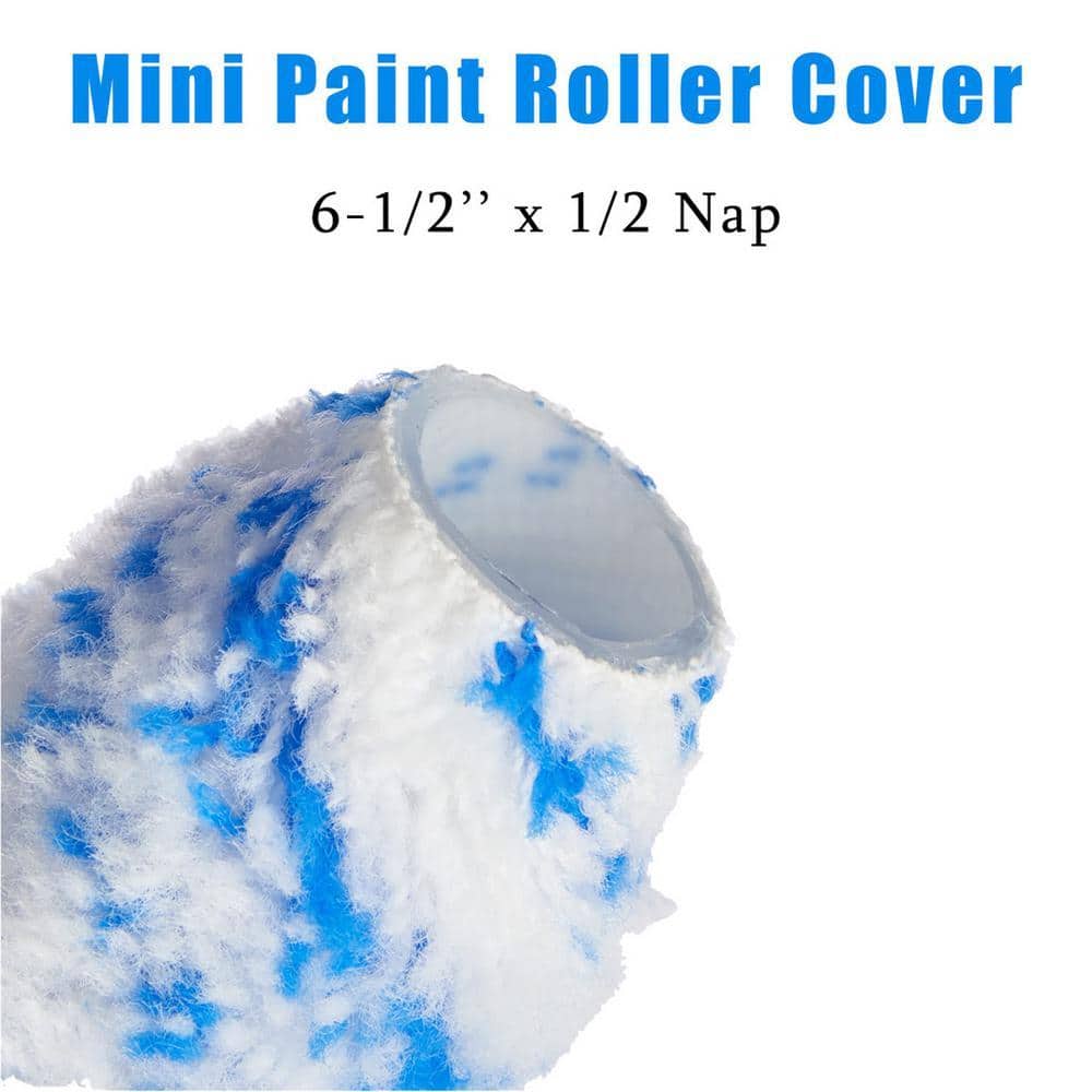 PRIVATE BRAND UNBRANDED 6-1/2 in. x 1/2 in. Mini Fabric Blue Paint Roller Covers (2-Pack ) (2)
