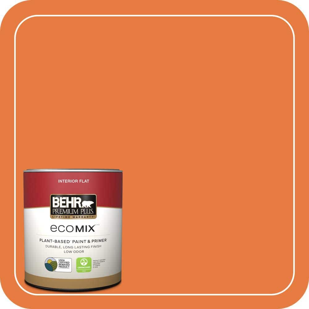 BEHR PREMIUM PLUS 1 qt. #S-G-250 Solar Flare Flat EcoMix Plant-Based Interior Paint & Primer (1)
