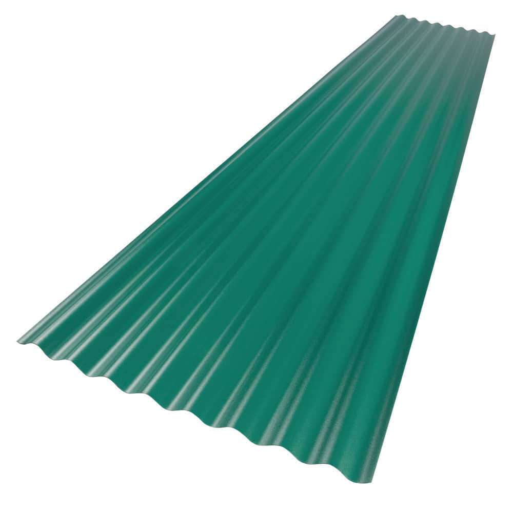 Suntop 26 in. x 12 ft. Corrugated Foam Polycarbonate Roof Panel in Rain Forest Green