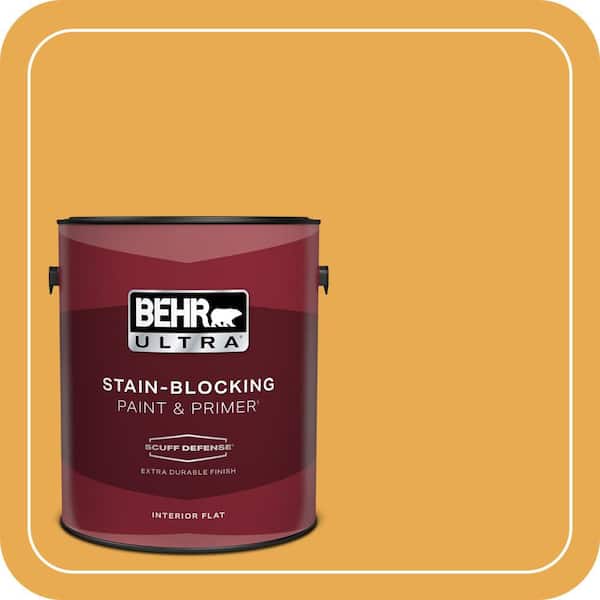 BEHR PREMIUM PLUS #BIC-43 Optimist Gold Enamel Interior/Exterior Paint & Primer Color Sample (2)