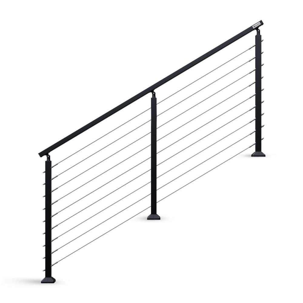 ALEKO 6 ft. x 3 ft. Black Steel Stair Cable Railing Kit (1)