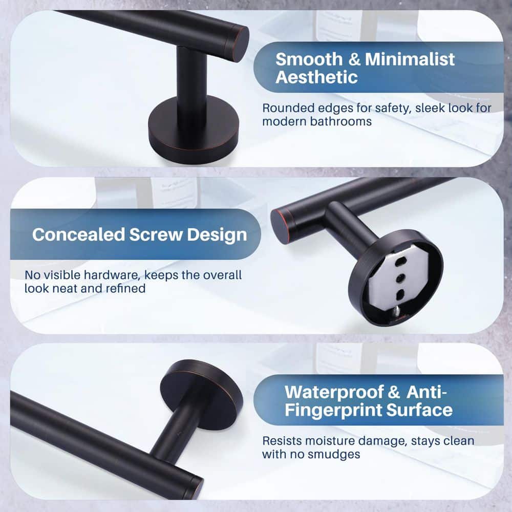 WOWOW Stainless Steel Wall Mounted Single Towel Bar (4)