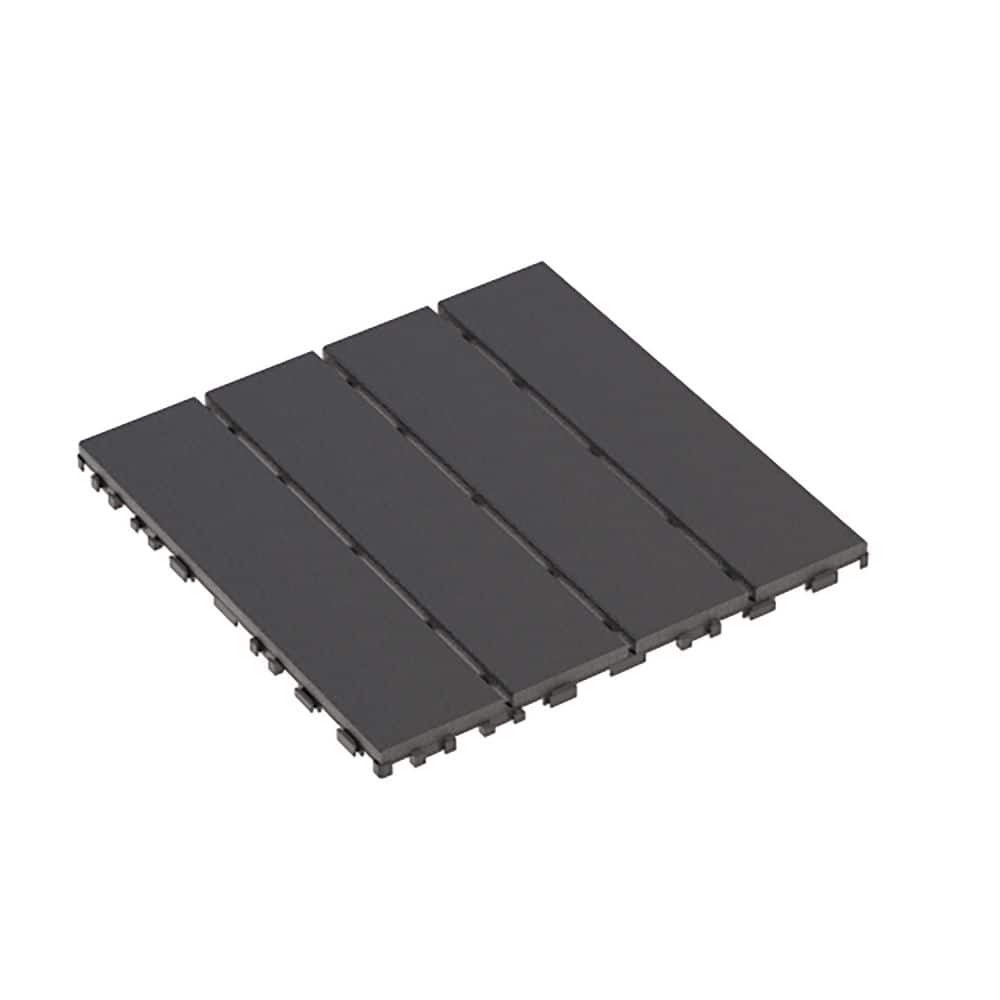 Unbranded Plastic Interlocking Decking Tiles, 44-Packs of Terrace Decking Tiles, 12 in. x 12 in. Waterproof Dark Gray PVC