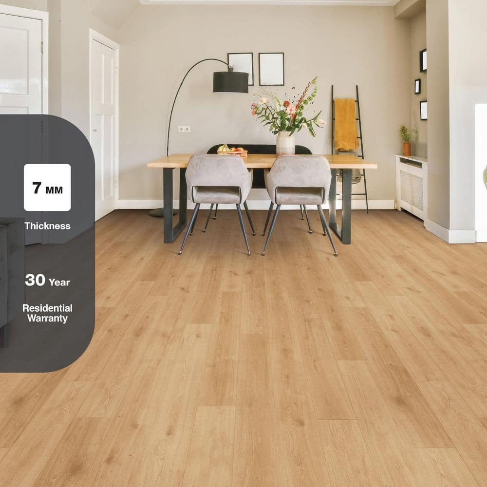 TrafficMaster Rockwood Oak 7 mm T x 7.64 in. W Laminate Wood Flooring (24.17 sqft/case) (3)