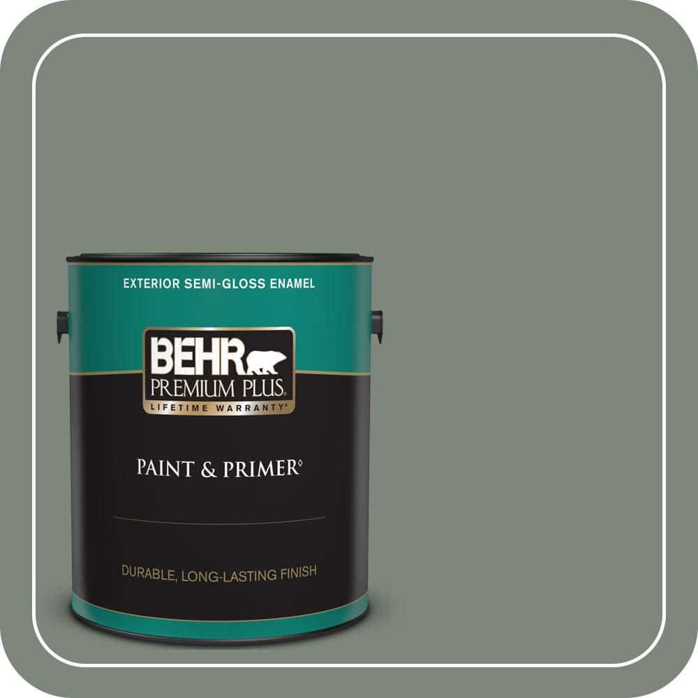 BEHR PREMIUM PLUS 1 gal. #N410-5 Village Green Semi-Gloss Enamel Exterior Paint & Primer