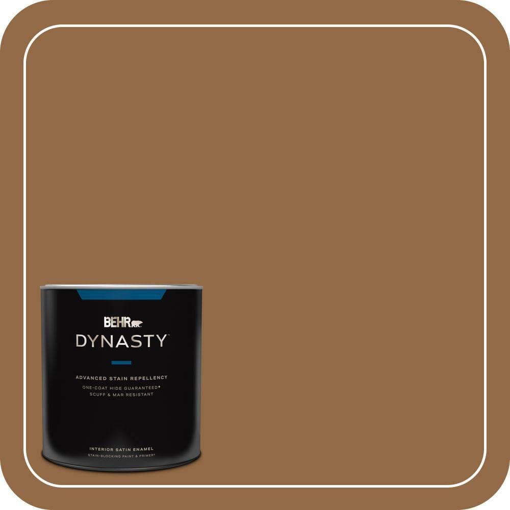 BEHR DYNASTY 1 qt. #QE-31 Barcelona Brown Satin Enamel Interior Stain-Blocking Paint & Primer
