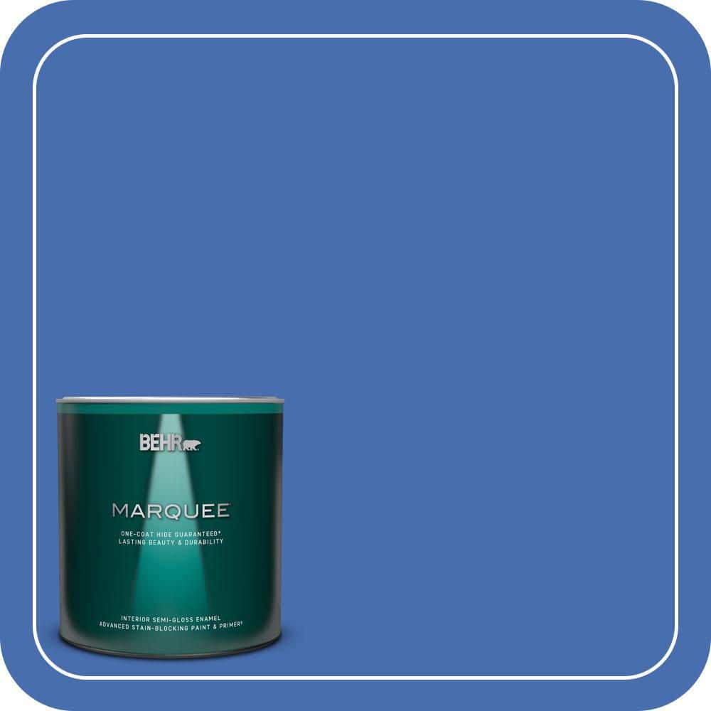 BEHR MARQUEE 1 qt. #PPU15-05 New Age Blue One-Coat Hide Semi-Gloss Enamel Interior Paint & Primer
