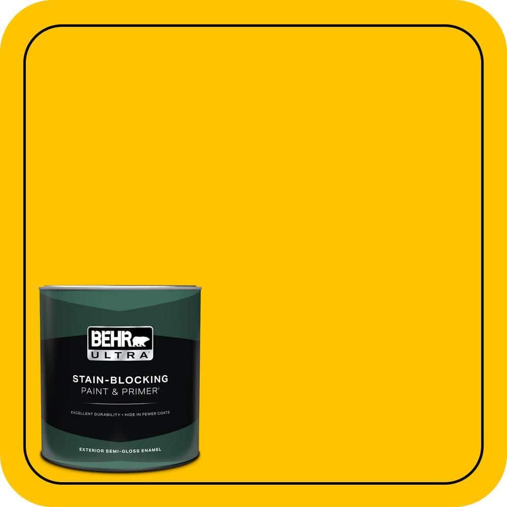 BEHR ULTRA 1 qt. #S-G-370 Citrus Splash Semi-Gloss Enamel Exterior Paint & Primer
