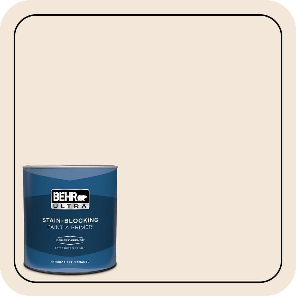 BEHR ULTRA 1 qt. #PPU3-04 Ballet White Extra Durable Satin Enamel Interior Paint & Primer