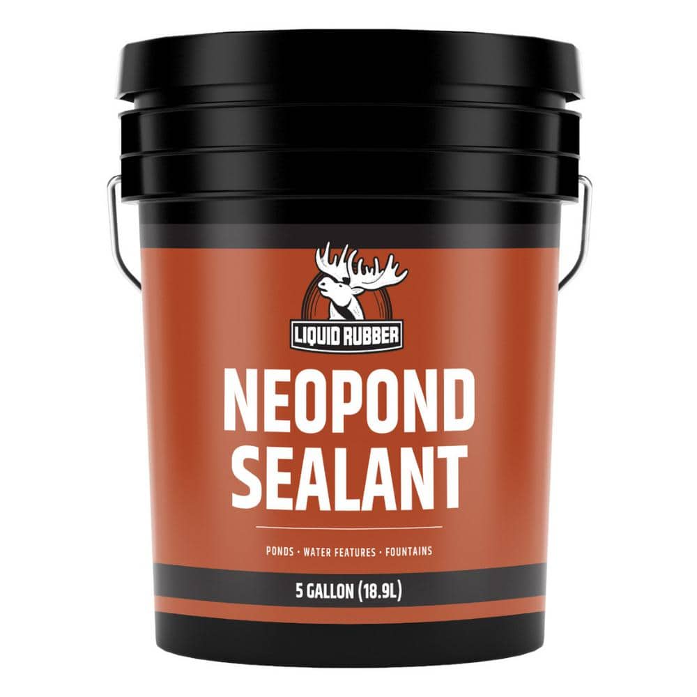 LIQUID RUBBER NeoPond Sealant 5 Gal. Black Waterproof Pond Sealer - Fish & Plant Safe Coating for Ponds and Water Features